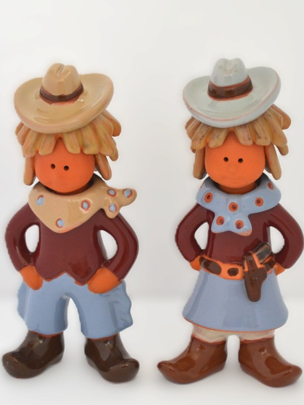 Cowgirl and Cowboy Small Ceramic Figurines